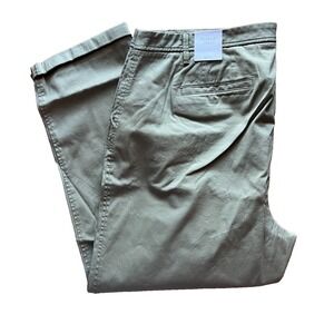 Talbots Womens Pants Supersoft Chino‎ Green Relaxed Size 18W NEW